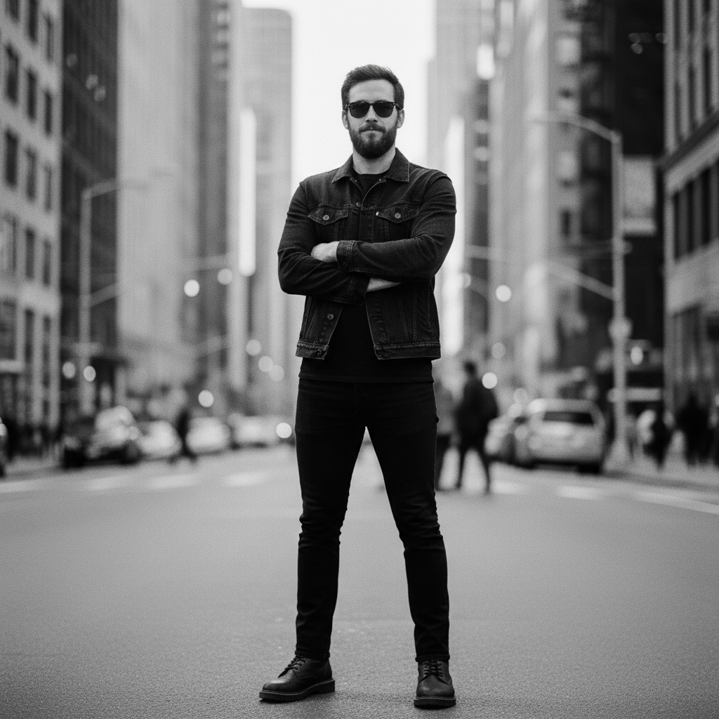 Generated output for Black and White Urban Portrait